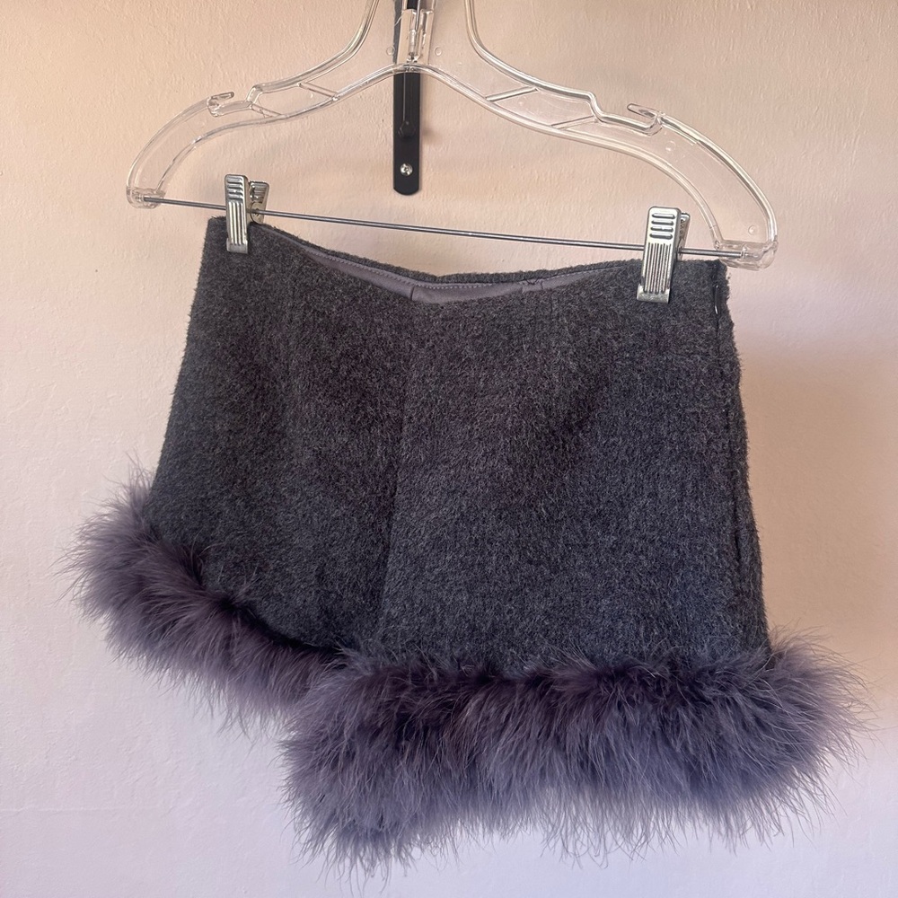 Lily Brown Marabou Wool Shorts